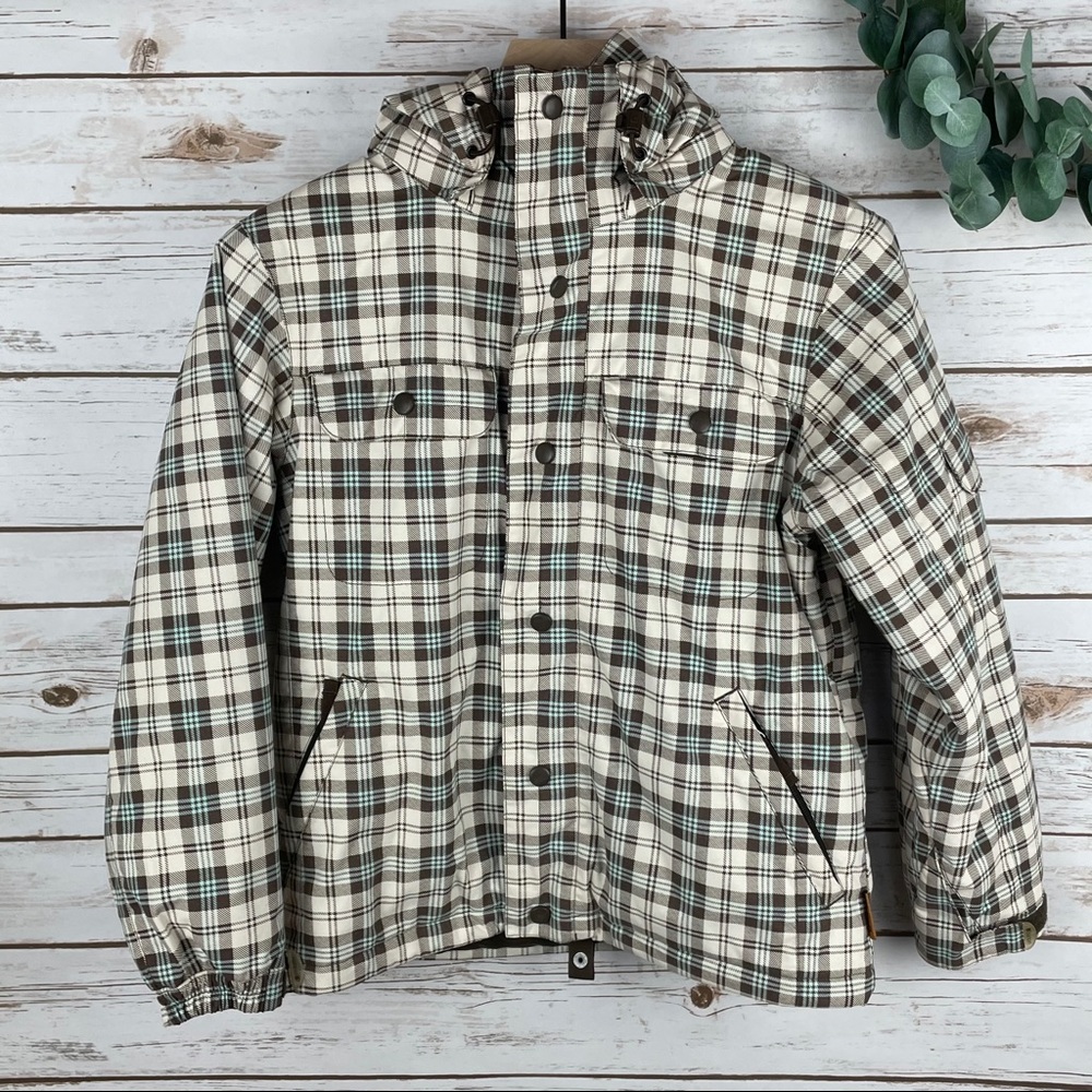 BURTON Brown Plaid Snow board Winter Coat Girls L